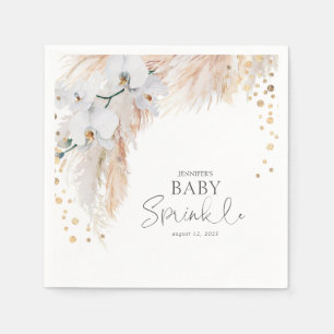 Pampas Grass White Floral Baby Sprinkle Napkins