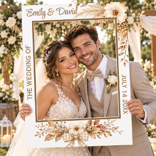 Pampas Grass & White Floral Wedding Selfie Frame