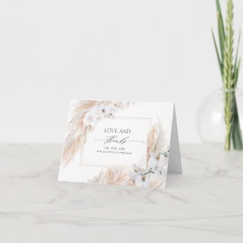 Pampas Grass White Floral Wedding Thank You by lovelywow at Zazzle