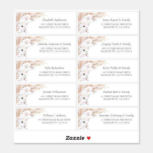 Pampas Grass White Guest Names Address Labels