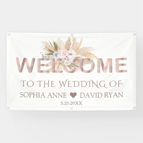 Pampas Grass White Orchid Wedding Welcome Sign