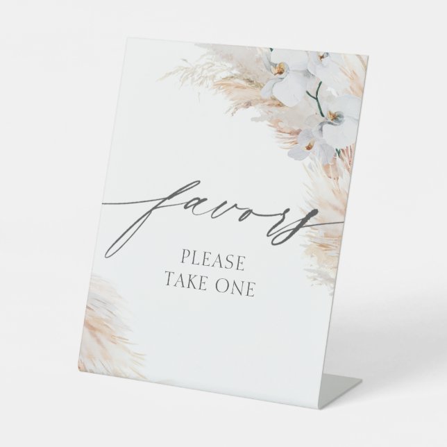 Pampas Grass White Orchids Favors Sign (Front)