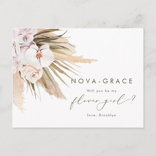 Pampas Grass Will You Be My Flower Girl Invitation Postcard