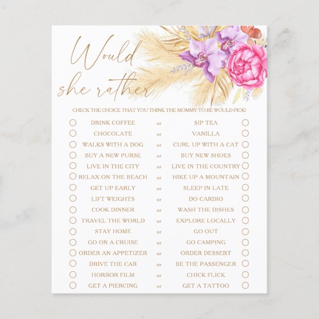 Pampas grass - Would She Rather game (Front)