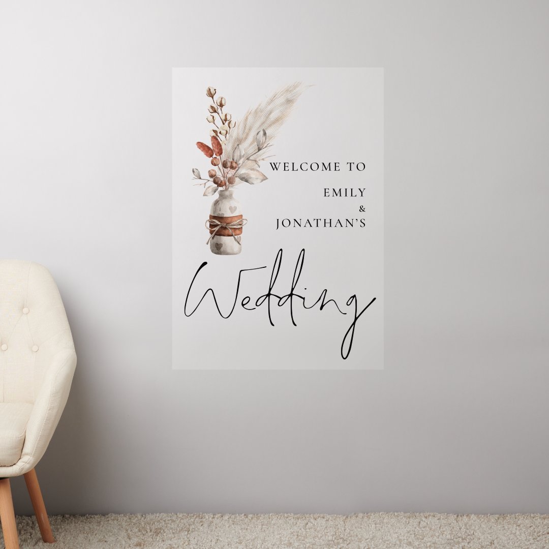 Pampas Grasses Names to Wedding Wall Decal Zazzle