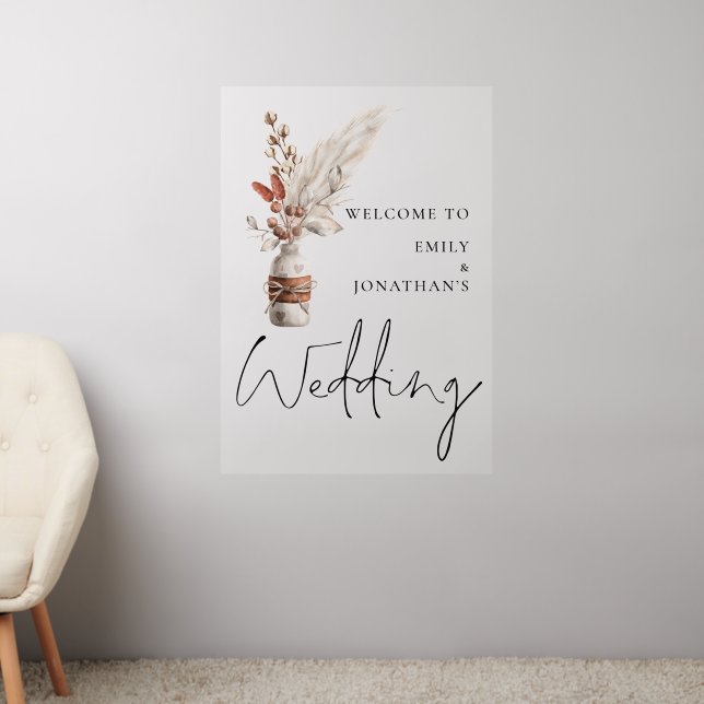Pampas Grasses Names Welcome to Wedding Wall Decal (Living Room 2)