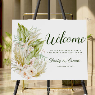 Pampas Greenery Engagement Welcome Sign