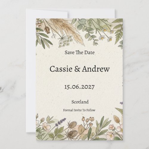 Pampas Greenery Wedding Save The Date