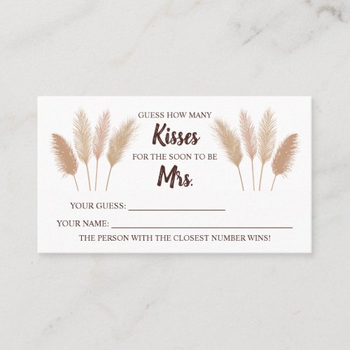 Pampas How Many Kisses for Mrs Shower Game Card