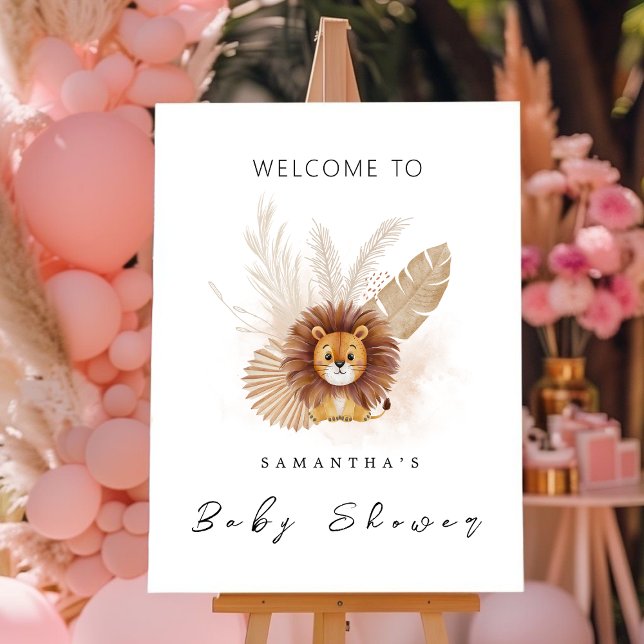 Pampas Lion baby shower invitation Welcome sign (Creator Uploaded)