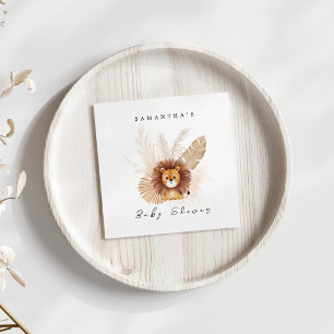 Pampas Lion baby shower invitation Welcome sign Napkins
