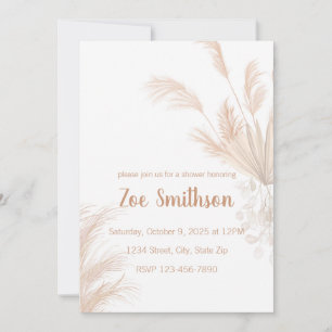 Pampas Neutral Tone Boho Invitation