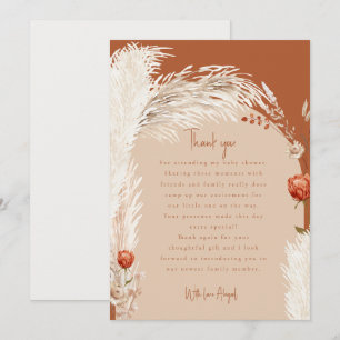 Pampas Terracotta Baby Shower Thank You Card