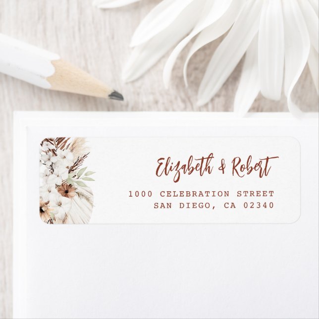 pampas terracotta custom address label (Insitu)