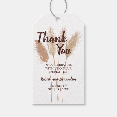 Pampas Thank You for Coming Wedding Favor Gift Tags