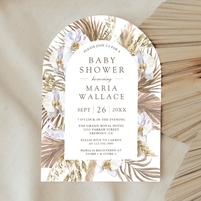 Pampas White Orchid Arch Baby Shower Invitation (Creator Uploaded)