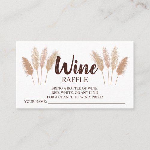Pampas Wine Raffle Wedding Bridal Shower Card