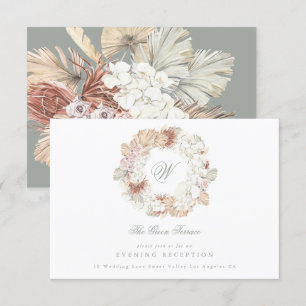 Pampas Wreath Moss Sage Green Monogram Elegant Enclosure Card