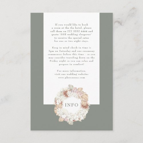 Pampas Wreath Moss Sage Green Monogram Simple Enclosure Card