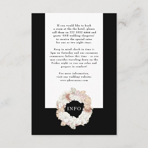 Pampas Wreath Onyx Black Premium Elegant Monogram Enclosure Card