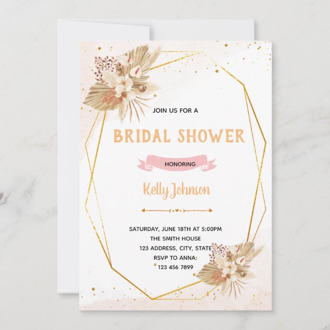 Pampass bridal shower theme invitation (Front)