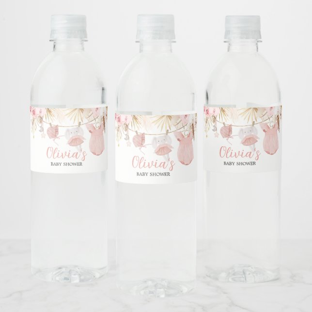Pampass Grass Baby Clothes Baby Shower Water Bottle Label (Bottles)