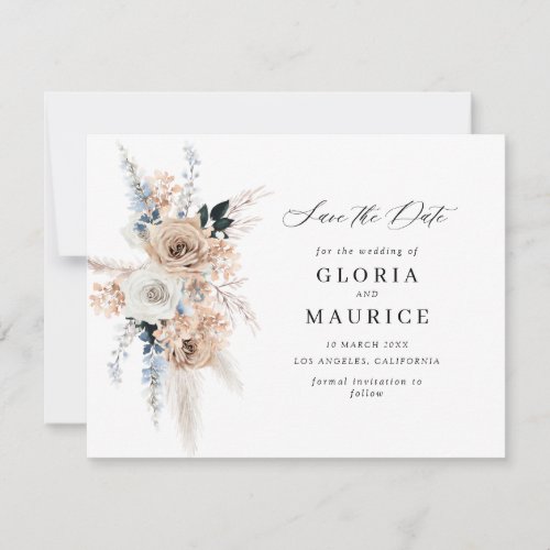 pampass grass beige floral Save the Date