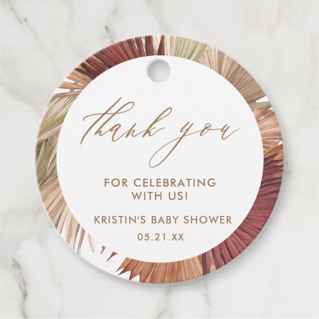 Pampass Grass Boho Baby Shower Thank You Favor Tags | Zazzle