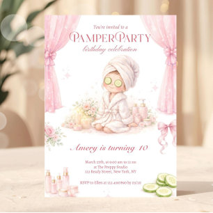 Pamper Party Birthday Pink Chic Spa Party Invitation
