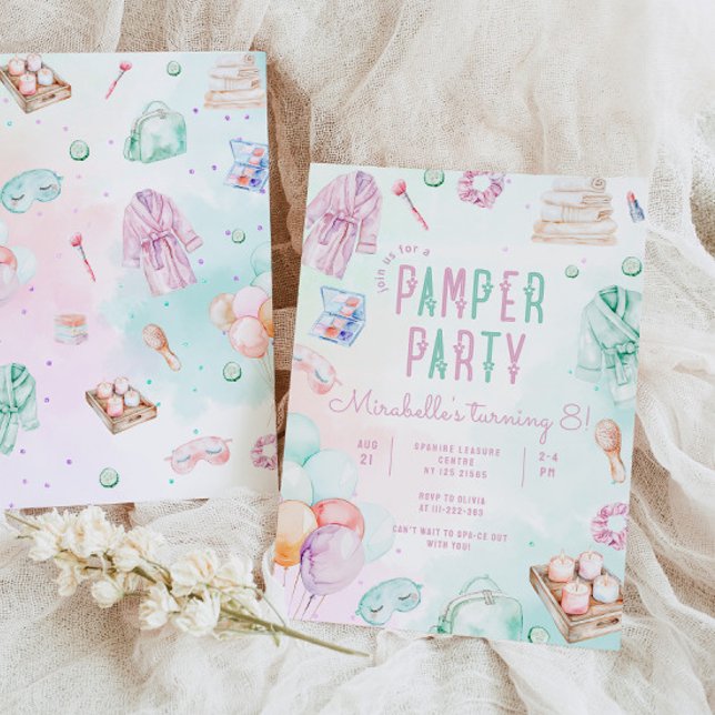 Pamper party Girl Makeup Salon Birthday party Invitation (Creator Uploaded)