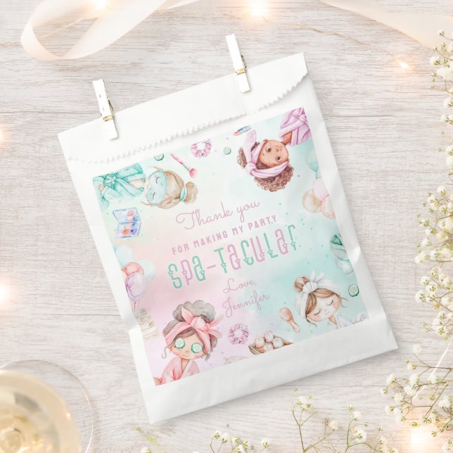 Pamper Party Glam Birthday Spatacular Thank you Favor Bag (Clipped)
