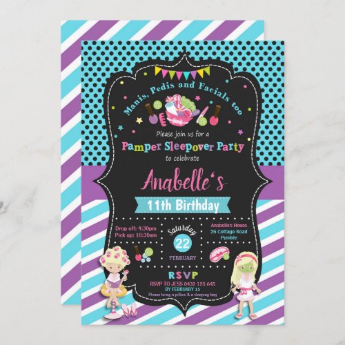 Pamper Sleepover Spa Party Birthday Blonde Girls Invitation