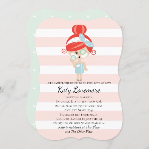 Pamper the Bride Bridal Shower Invitations Redhead