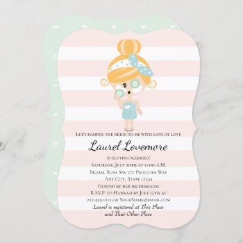 Pamper The Bride Shower Invitations Spa Day Blonde by OccasionInvitations at Zazzle