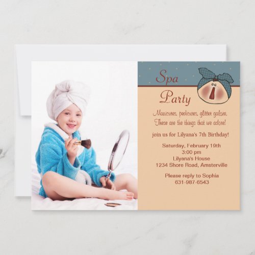 Pampered Beauty Photo Birthday Party Invitation