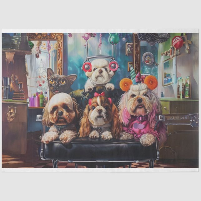 Pampered Paws Day at the Salon Decoupage  Tissue Paper (Front)