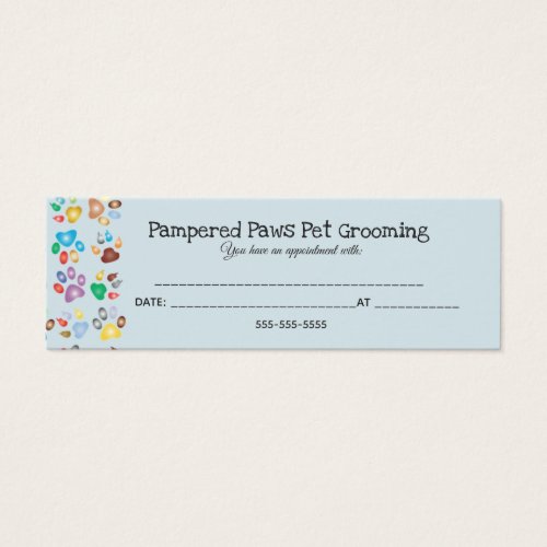 Pampered Paws Pet Grooming Appointment Cards