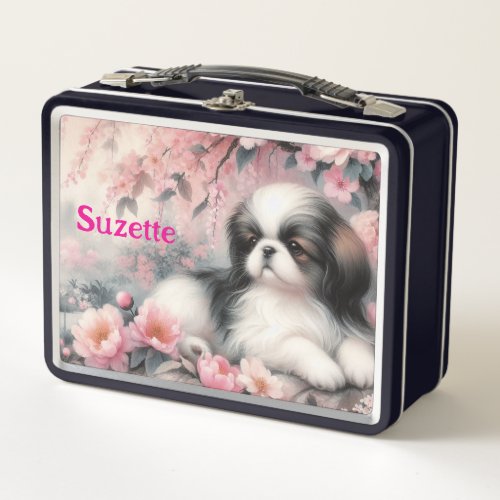 Pampered Pekinese Pooch Metal Lunch Box