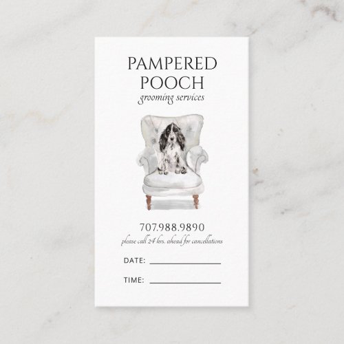 Pampered Pooch Dog Spa Grooming  Appointment Card