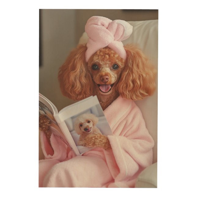 Pampered Poodle Reading Day Wood Wall Art (Front)