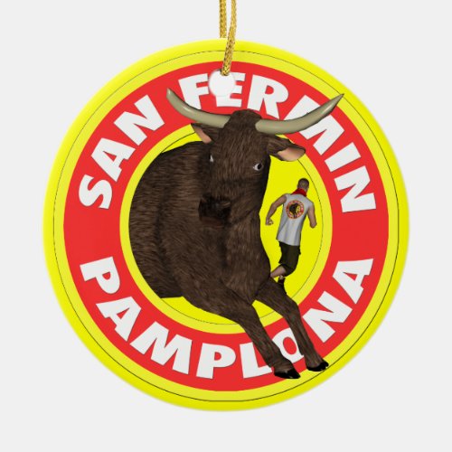 Pamplona _ San Fermin  Add Your Pic to Back  Ceramic Ornament