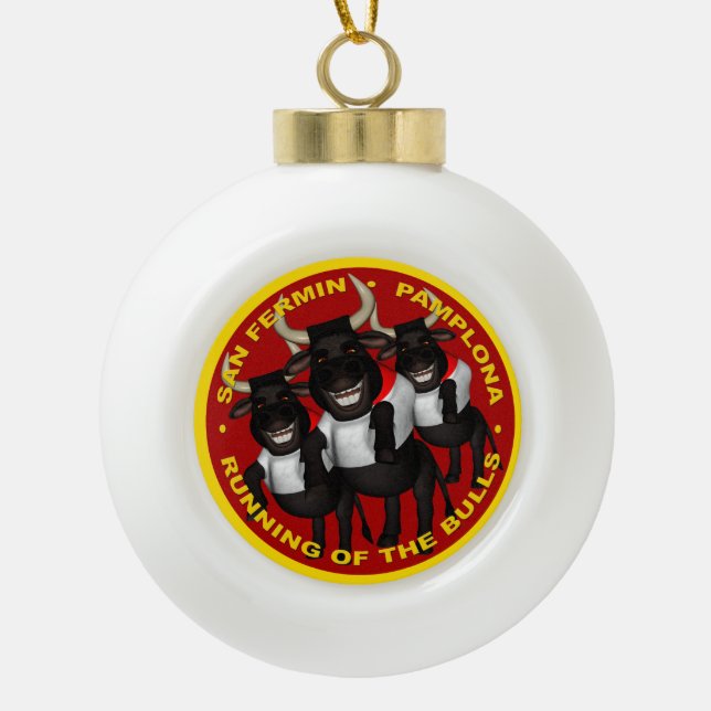 Pamplona - San Fermin Ceramic Ball Christmas Ornament (Front)