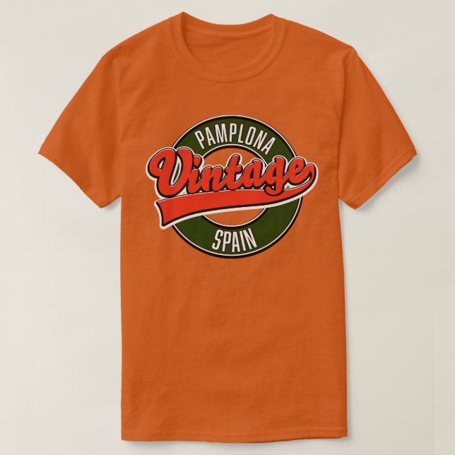 Pamplona spain vintage style logo T-Shirt (Design Front)