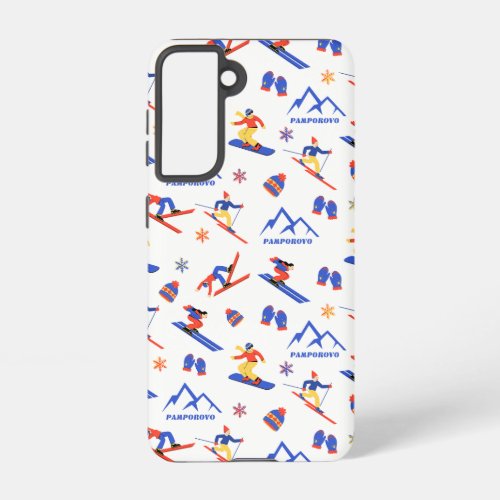Pamporovo Bulgaria Ski Snowboard Pattern Samsung Galaxy S21 Case