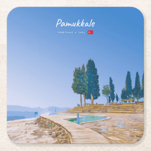 Pamukkale, Turkey - Thermal Pools Square Paper Coaster