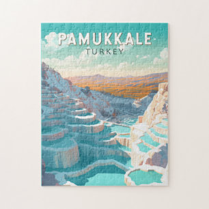 Pamukkale Turkey Travel Art Vintage Jigsaw Puzzle