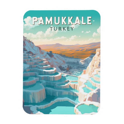 Pamukkale Turkey Travel Art Vintage Magnet