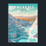 Pamukkale Turkey Travel Art Vintage Postcard<br><div class="desc">Pamukkale retro vector travel design. It neighbors Hierapolis,  an ancient Roman spa city founded around 190 B.C.</div>