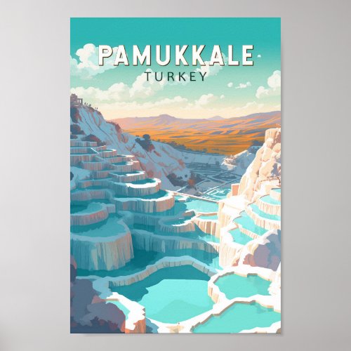 Pamukkale Turkey Travel Art Vintage Poster