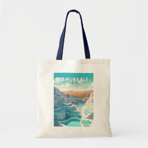 Pamukkale Turkey Travel Art Vintage Tote Bag
